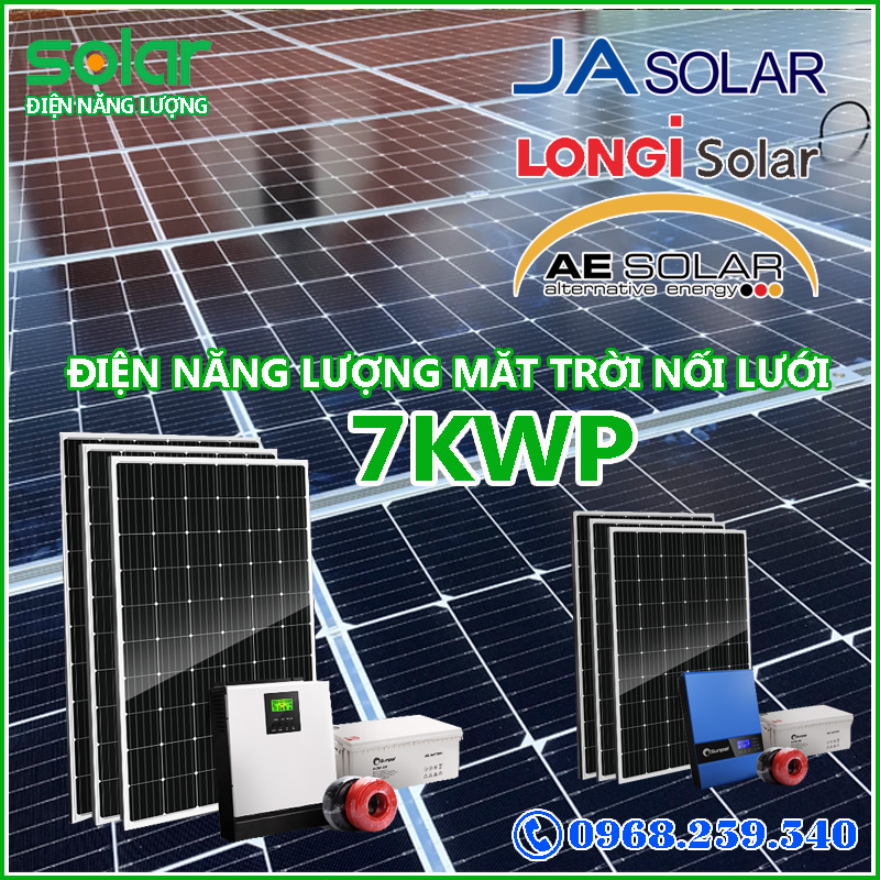 Hệ thống điện năng lượng mặt trời 7KW hệ nối lưới