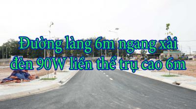 Đường làng 6m ngang xài đèn 90W liền thể trụ cao 6m