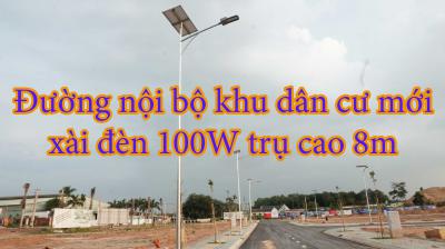 Đường nội bộ khu dân cư mới xài đèn 100W trụ cao 8m