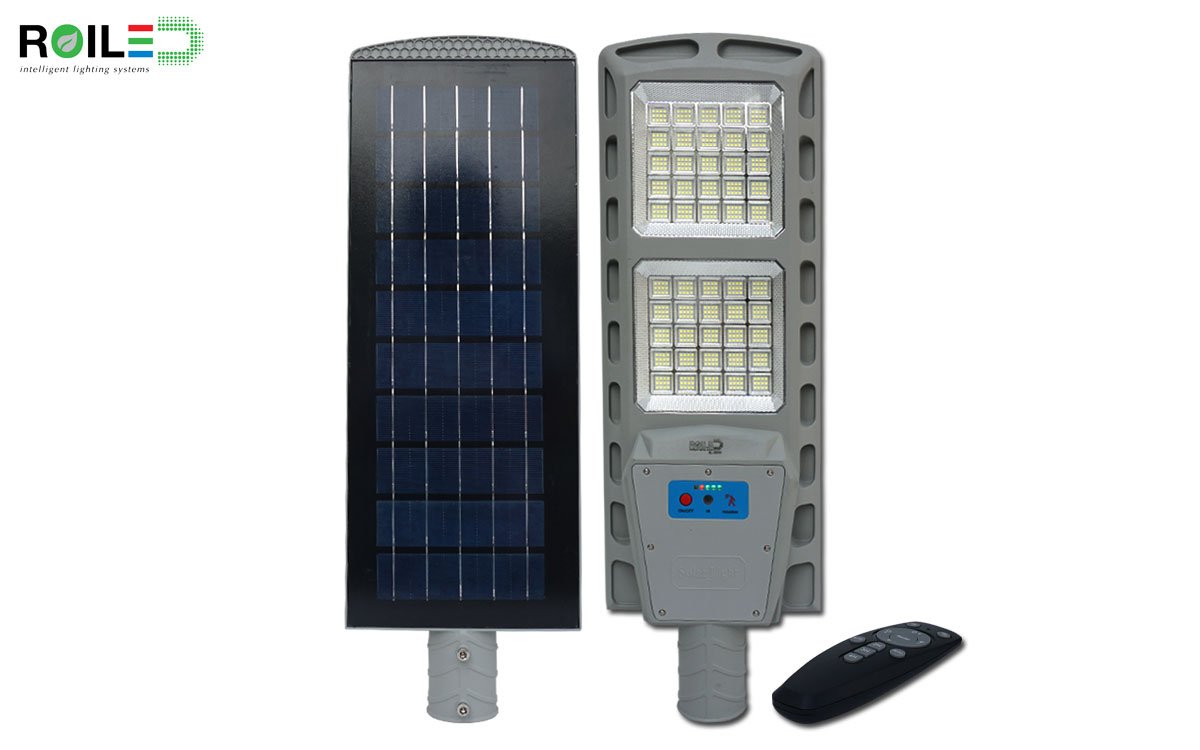 Đèn năng lượng mặt trời 200W, đèn đường tấm pin liền thể 200W cao cấp Roiled RL-200W