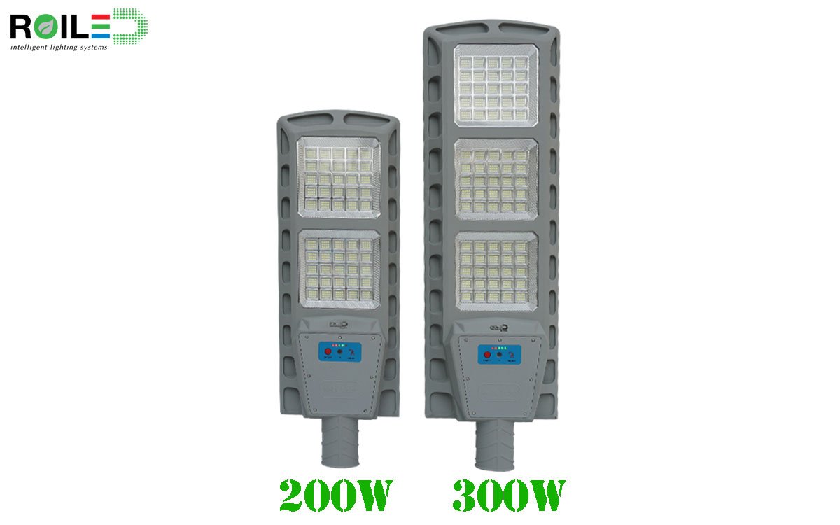 Đèn năng lượng mặt trời 300W đèn đường tấm pin liền thể cao cấp Roiled RL-300W