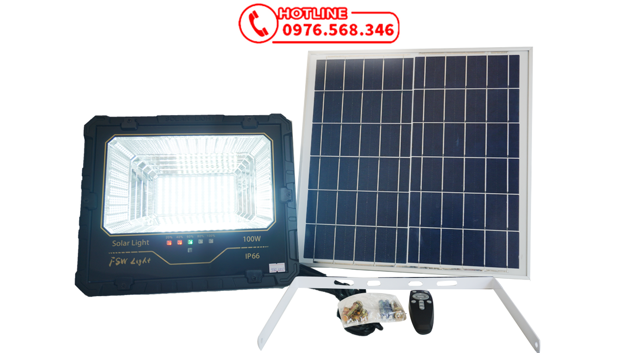 Đèn pha năng lượng mặt trời 100w giá rẻ FSW F1-100w
