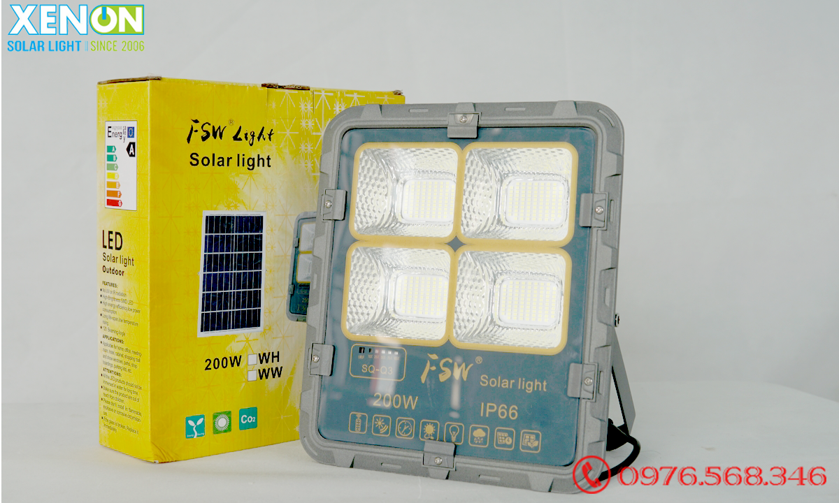 Đèn Solar Light FL200W| năng lượng mặt trời siêu sáng | FSW 2021
