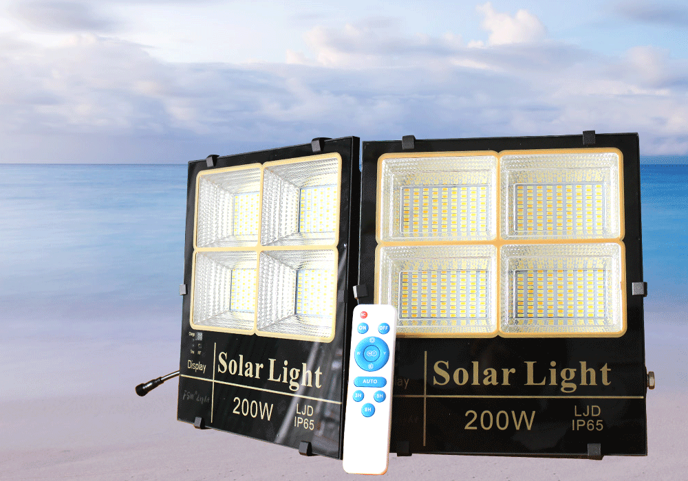 Đèn pha năng lượng mặt trời ánh sáng vàng, trắng, trung tính 200W Roield - BM200Ww