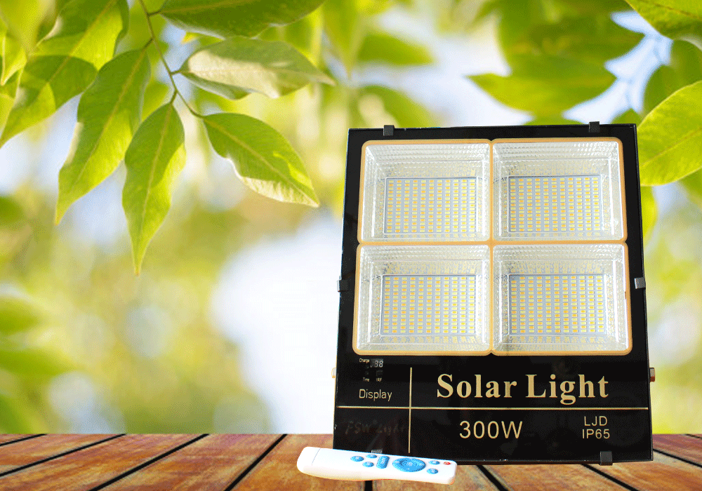 Đèn pha năng lượng mặt trời 3 màu 300w
