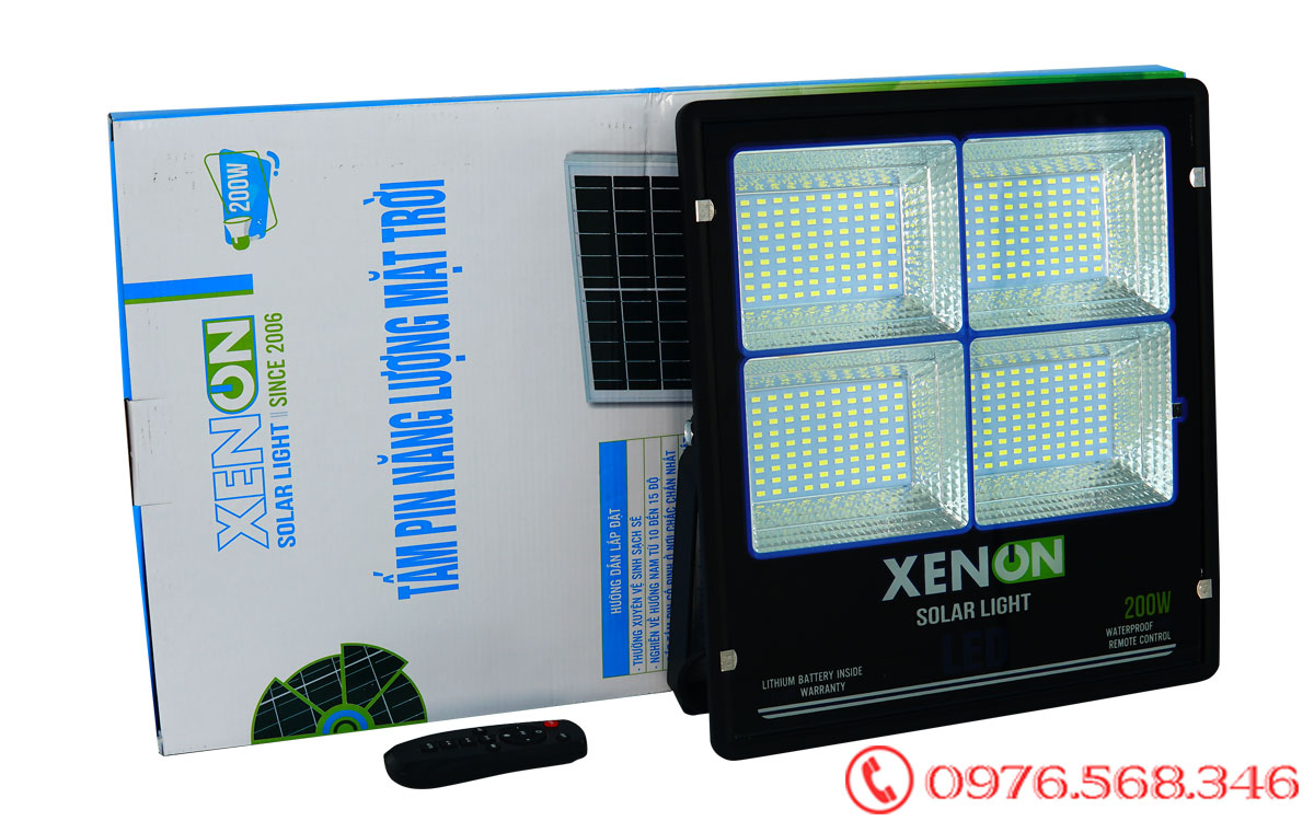 Mẫu đèn pha Xenon X200W cao cấp năng lượng mặt trời chính hãng 