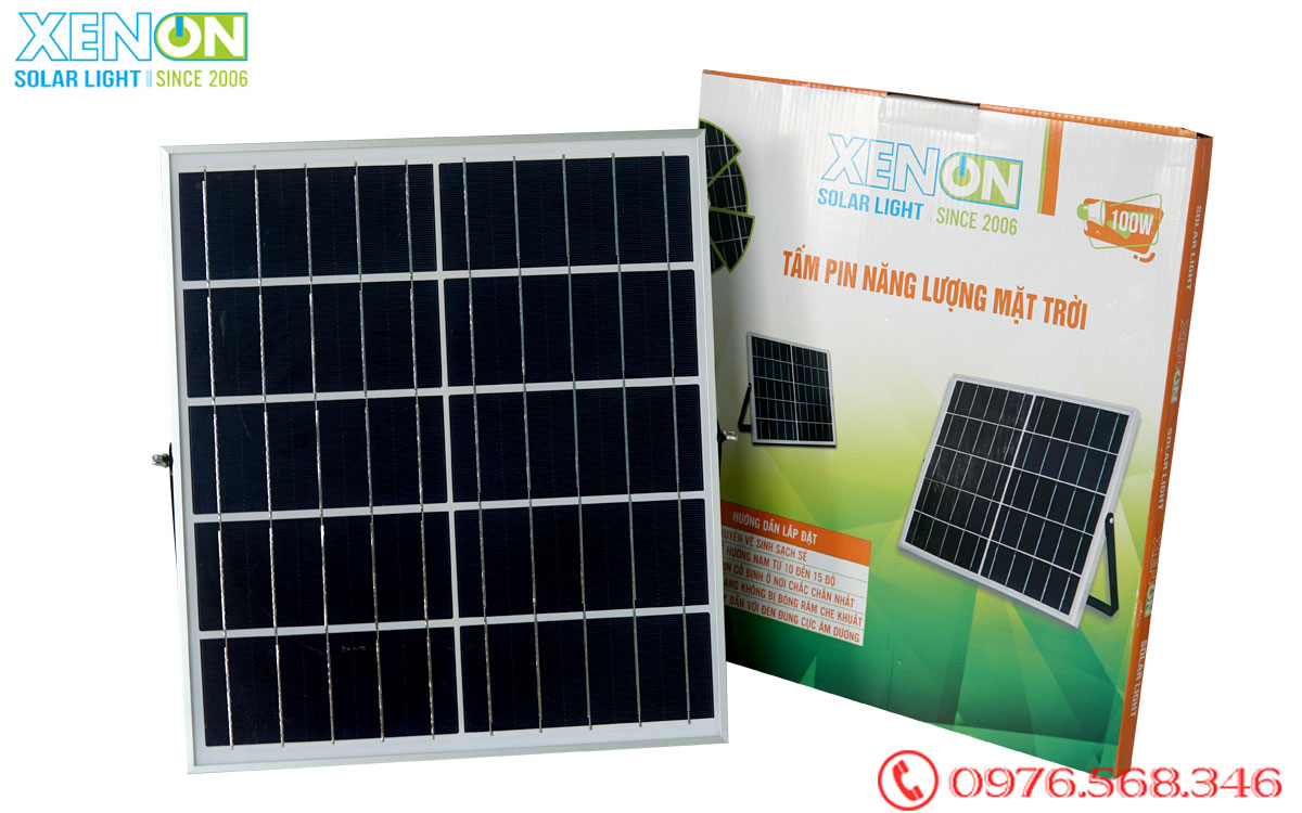 Đèn pha Xenon C100W viền cam | năng lượng mặt trời