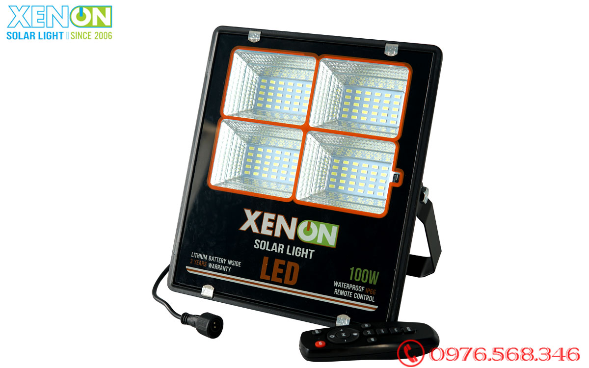 Đèn pha Xenon C100W viền cam năng lượng mặt trời