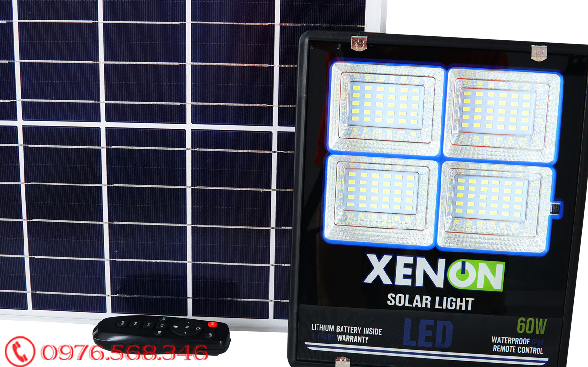 Đèn pha Xenon X60W| cao cấp| năng lượng mặt trời