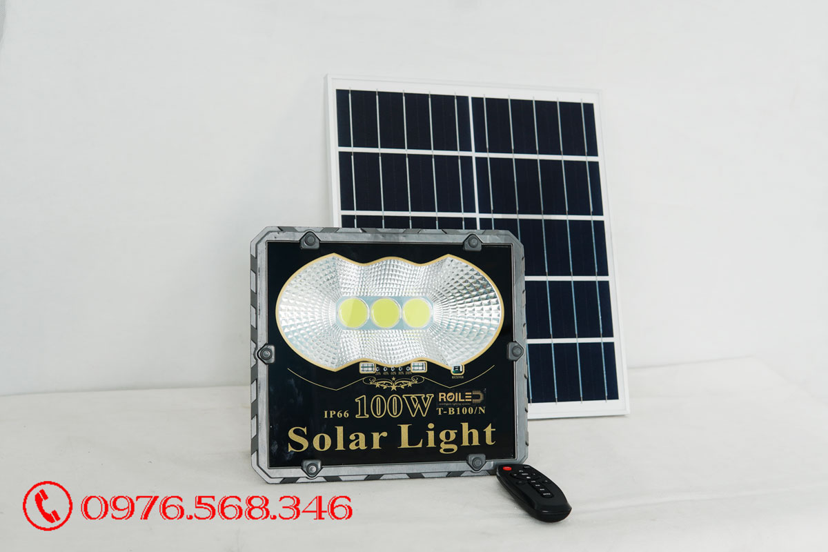 Đèn pha năng lượng mặt trời cao cấp Roiled PC-100W